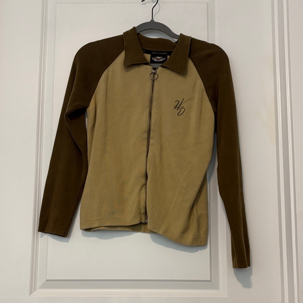 Harley-Davidson Brown and Tan Cardigan